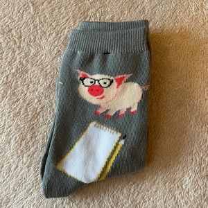 Foozy’s Women’s Collection. Gray Professor Pig socks.
